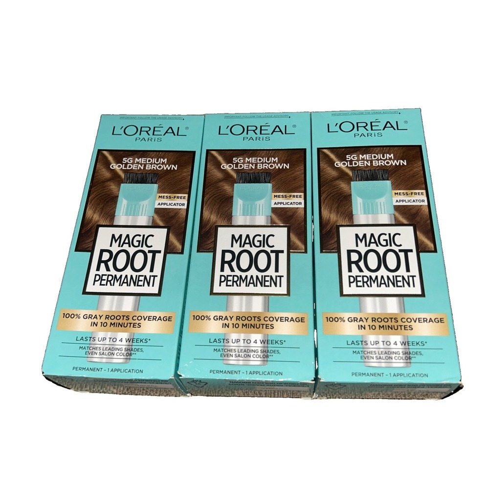 3 Pack: L'Oreal Magic Root Rescue 10 Min. Kit *5G Medium Golden Brown* R7P2a
